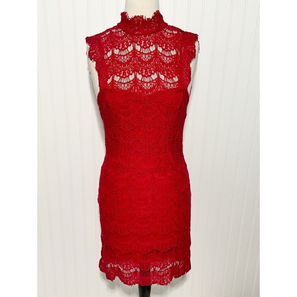 Intimately Free People Women's Daydream Lace Mini Dress Red‎ Medium - Picture 2 of 12